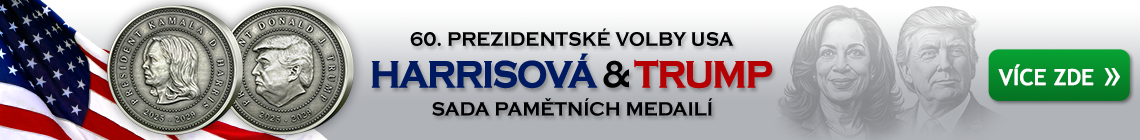 60. prezidentské volby USA - Harrisová & Trump na pamětních medailích zušlechtěných stříbrem