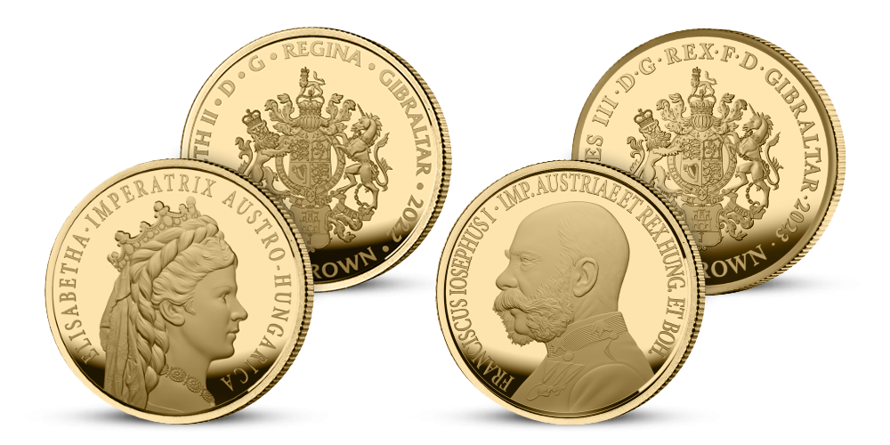 170. výročí svatby Františka Josefa I. a Sisi, sada 2 zlatých mincí