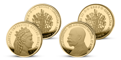 170. výročí svatby Františka Josefa I. a Sisi, sada 2 zlatých mincí