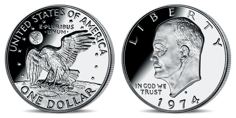 Stříbrná mince Dwight D. Eisenhower z kolekce Americké stříbrné dolary