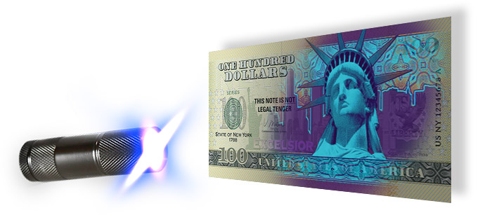 Suvenýrová bankovka New York s fluorescenčním efektem