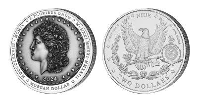 Stříbrný Morgan Dollar s ultra vysokým reliéfem