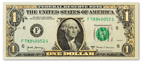 Dárek - pozlacená bankovka US Dollar